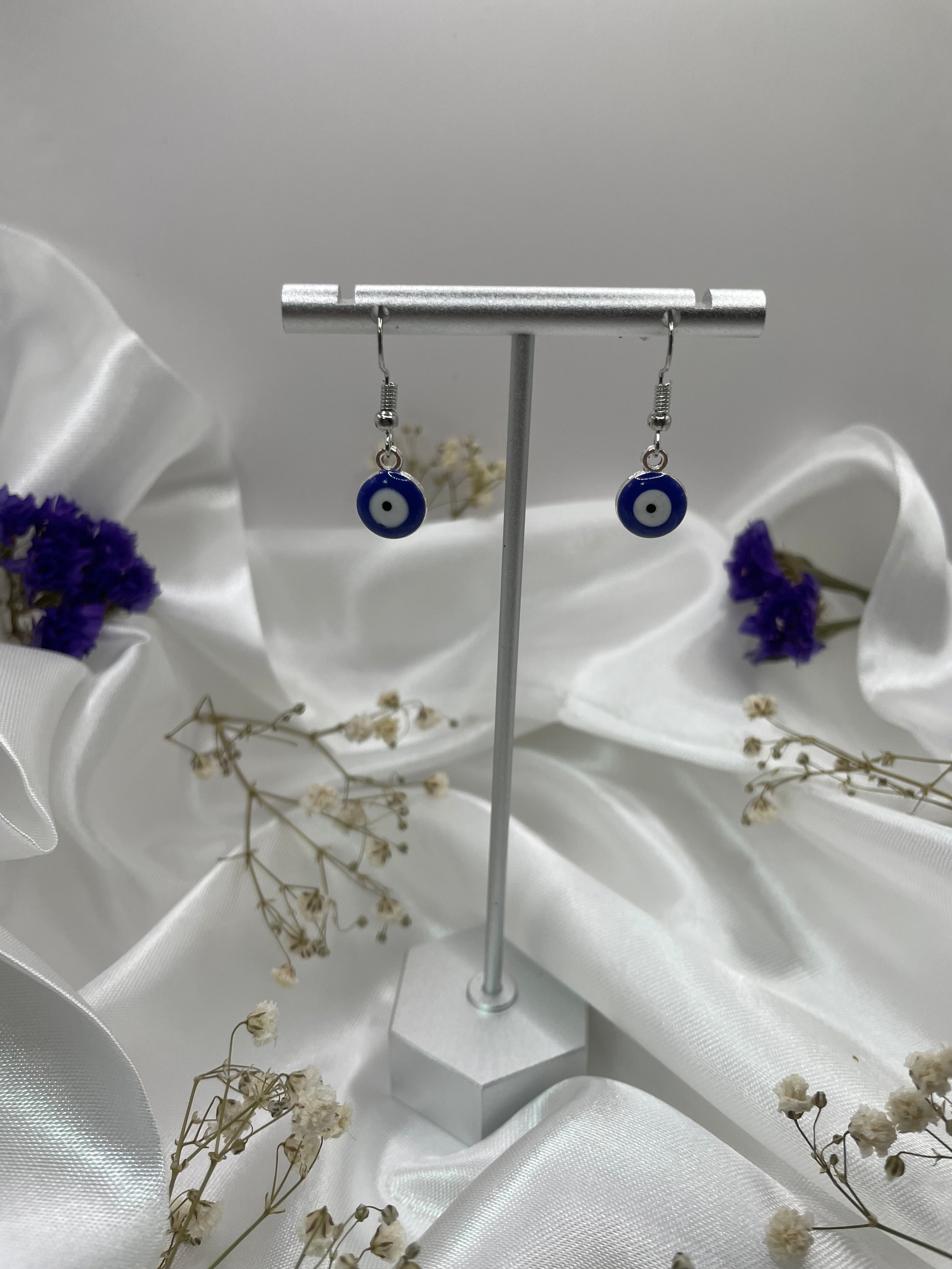 Evil Eye Silver Earrings